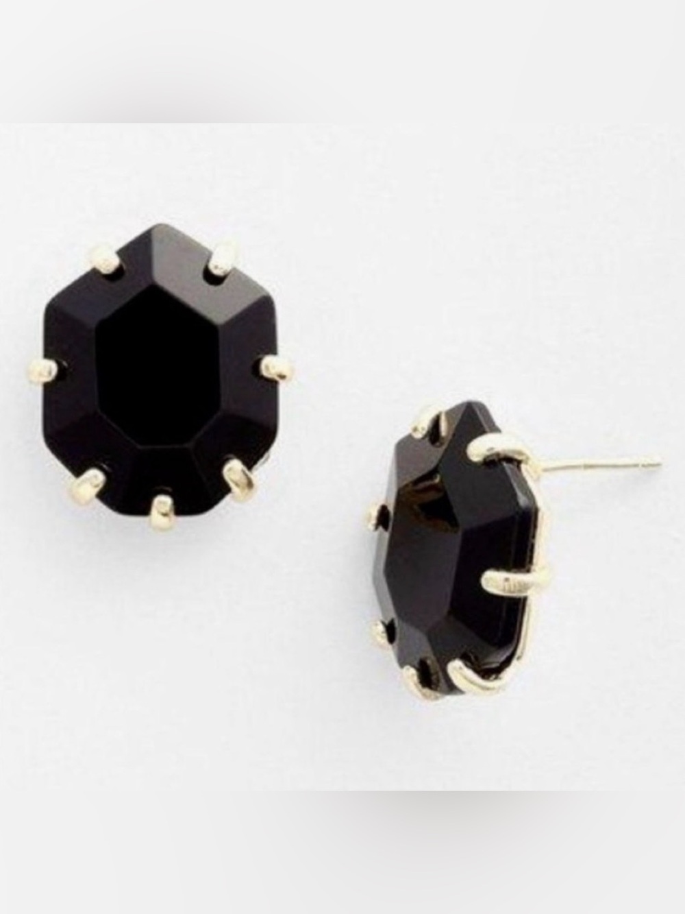 NWT Kendra Scott Morgan Stud Earrings Black Gold Prong — RETIRED Style
